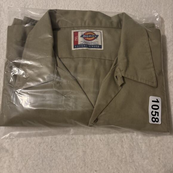 Dickies Mens Long Sleeve Industrial Pocket Work Shirt RN20697 Beige Sz XXL 2XL - Picture 6 of 7